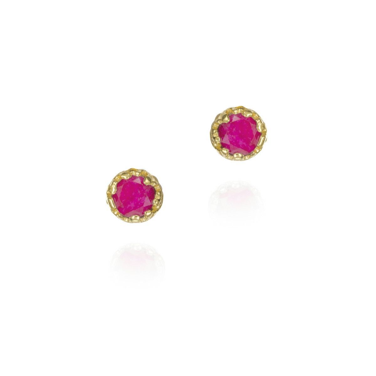Ruby stud earrings in sterling silver with 18k gold vermeil
