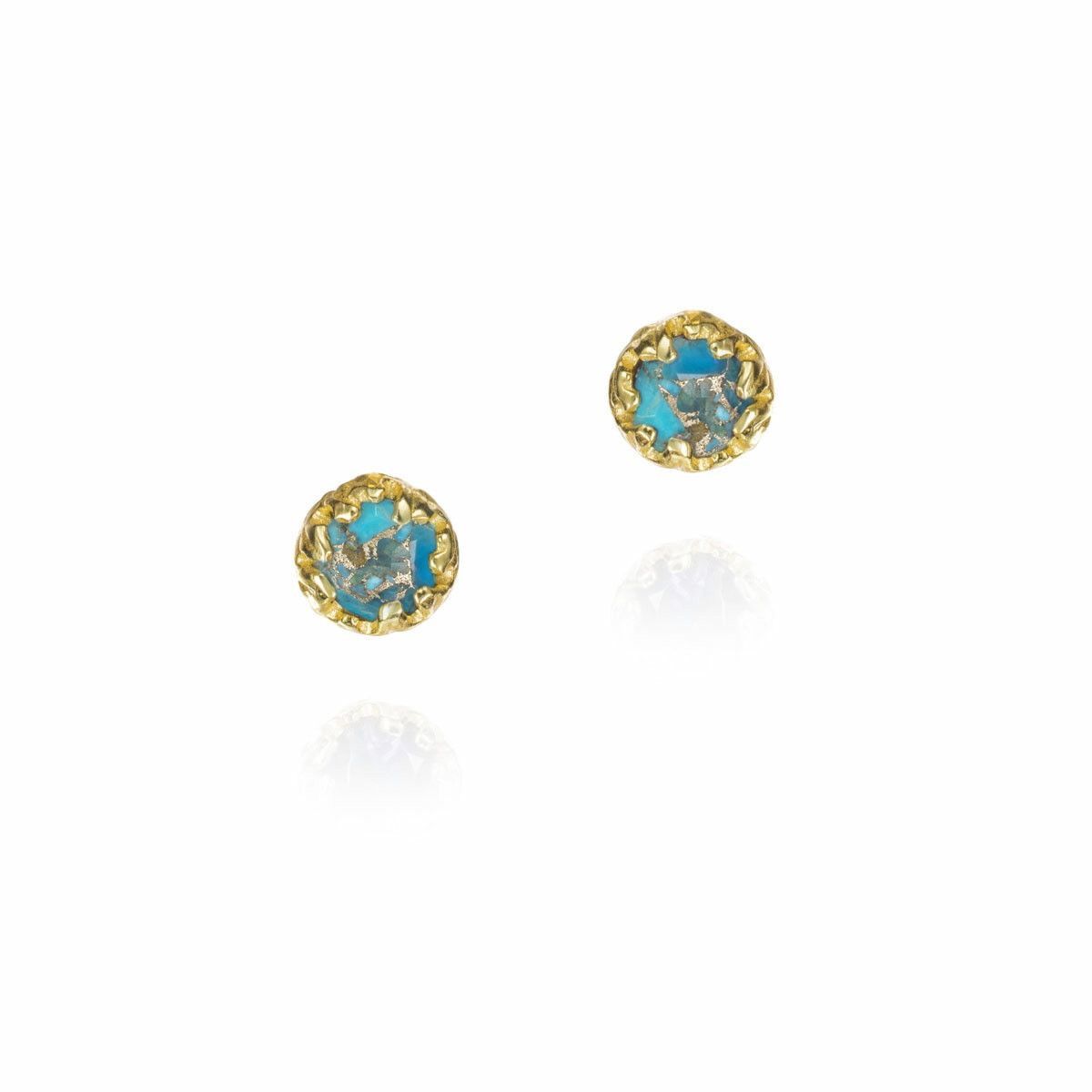 Turquoise stud earrings in sterling silver with 18k gold vermeil