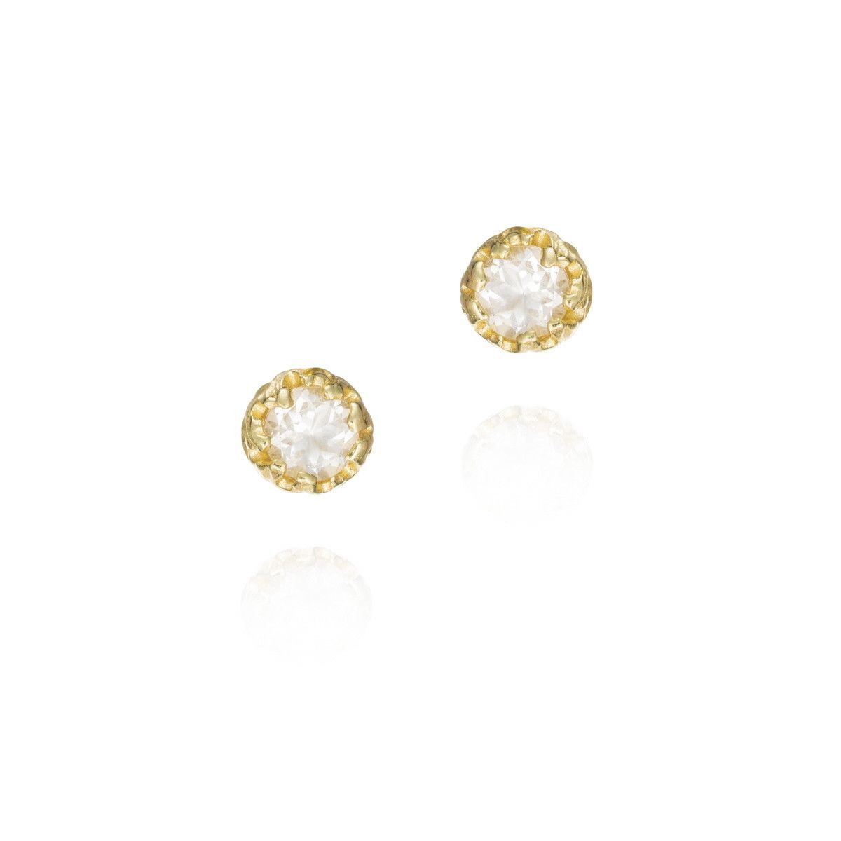 White Topaz stud earrings in sterling silver with 18k gold vermeil