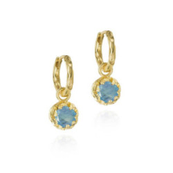 Small hoop earrings with Aquamarine in sterling silver with 18k gold vermeil