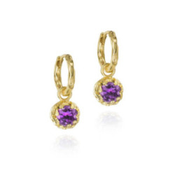 Small hoop earrings with Amethyst in sterling silver with 18k gold vermeil