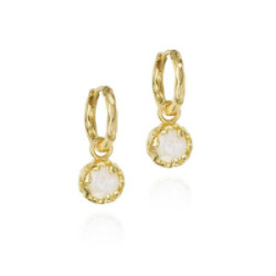 Small hoop earrings with Rainbow Moonstone in sterling silver with 18k gold vermeil