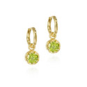 Small hoop earrings with Peridot in sterling silver with 18k gold vermeil