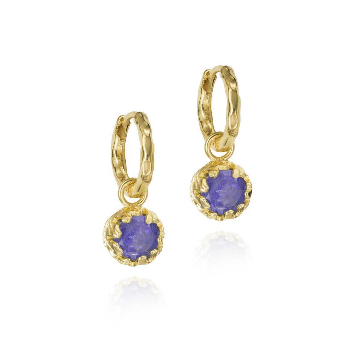 Small hoop earrings with Sapphire in sterling silver with 18k gold vermeil