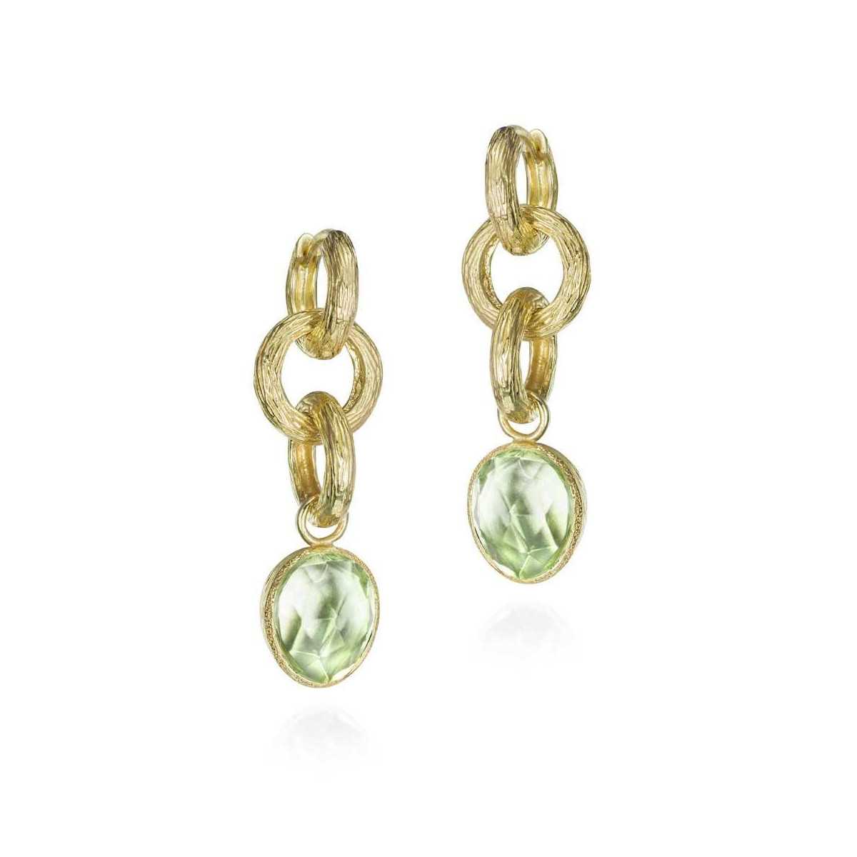 Green Amethyst Long Earrings in Sterling Silver with 18k Gold Vermeil