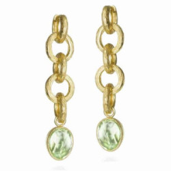 Green Amethyst Extra Long Earrings in Sterling Silver with 18k Gold Vermeil