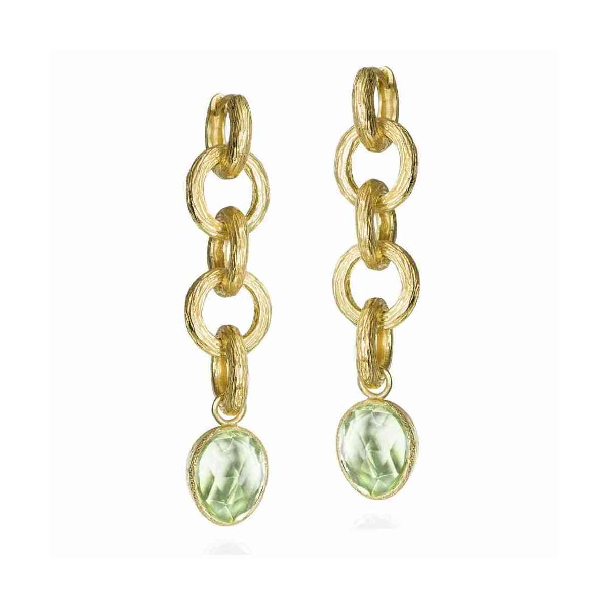 Green Amethyst Extra Long Earrings in Sterling Silver with 18k Gold Vermeil