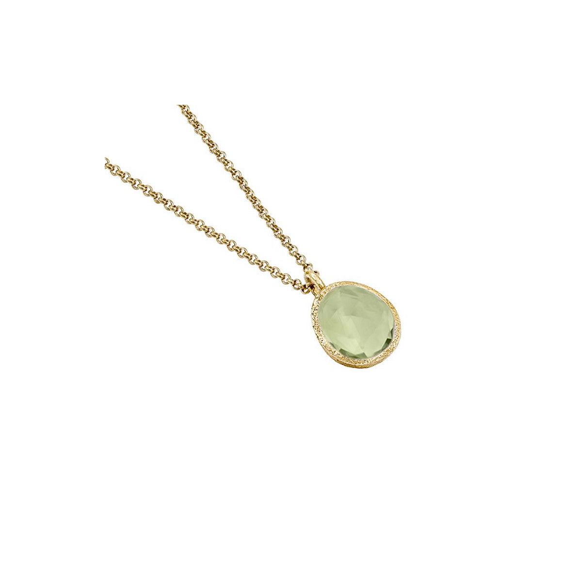 Green Amethyst Midi Pendant in Sterling Silver with 18k Gold Vermeil