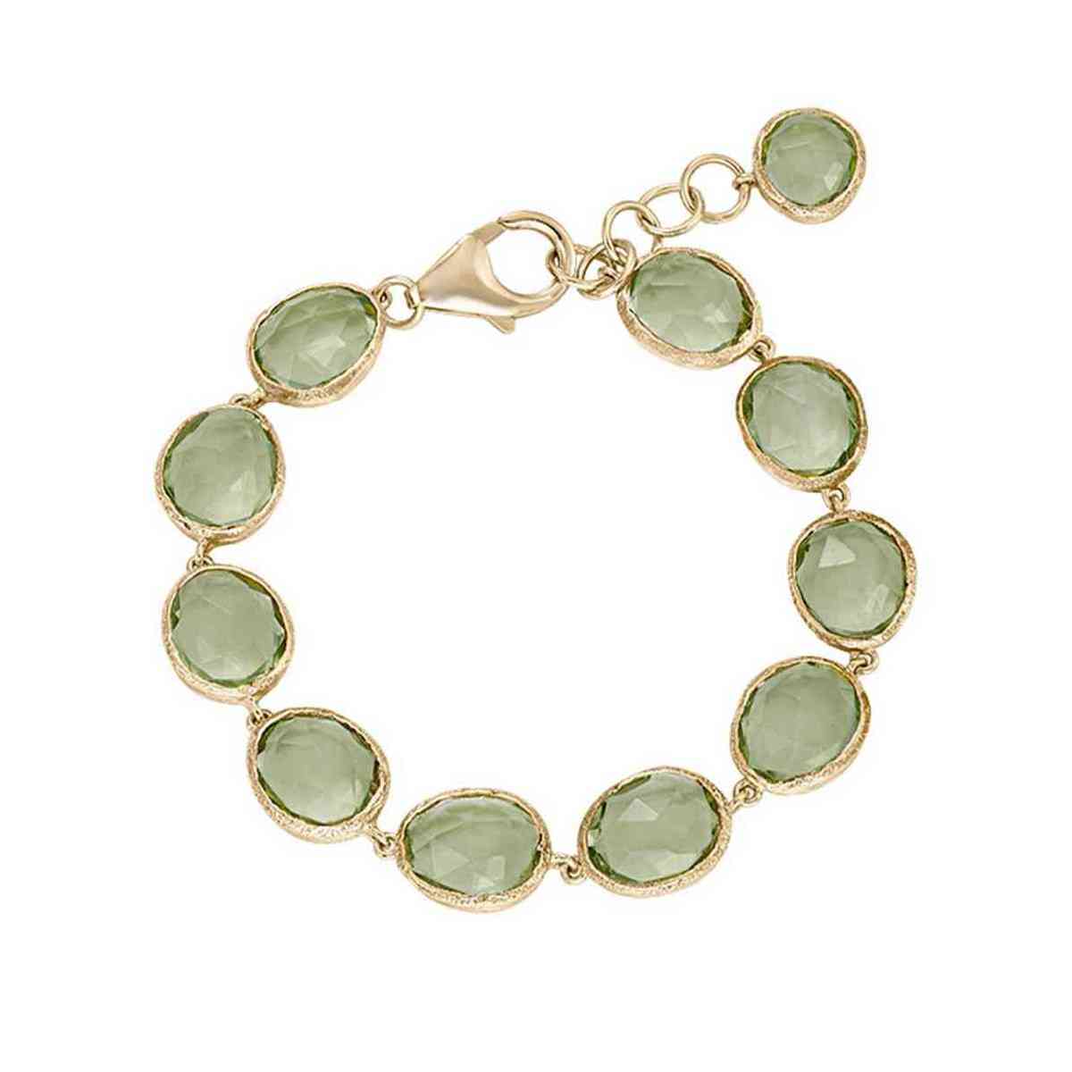 Green Amethyst Bracelet in Sterling Silver with 18k Gold Vermeil