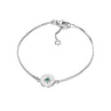 Sterling silver bracelet with round charm and star with natural apatite