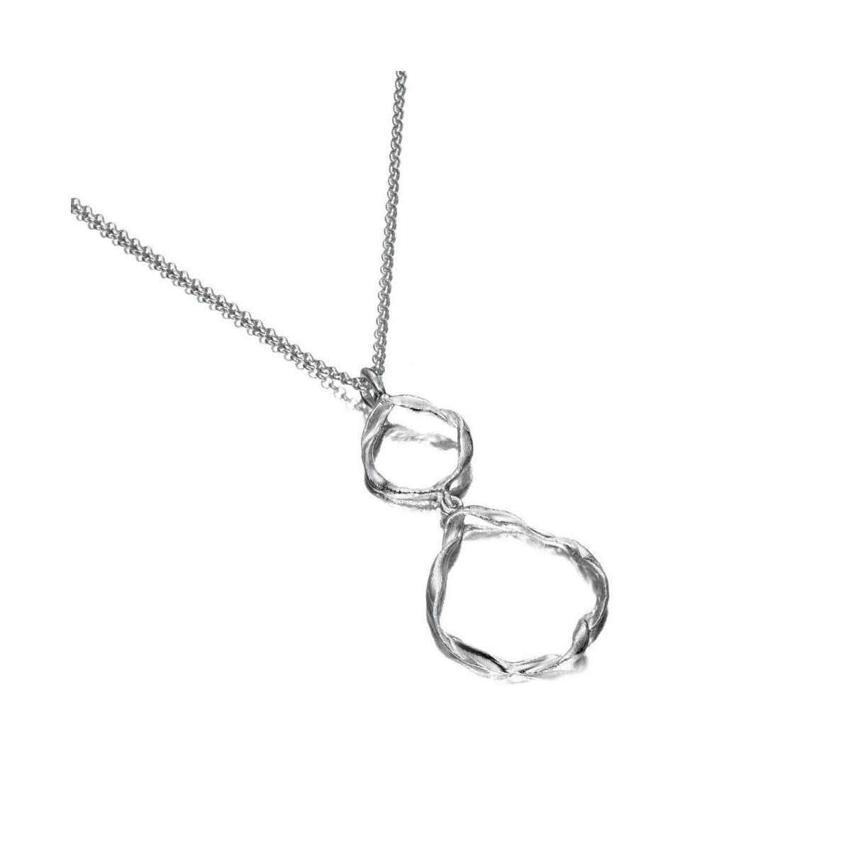 Irregular pendant with two links in sterling silver