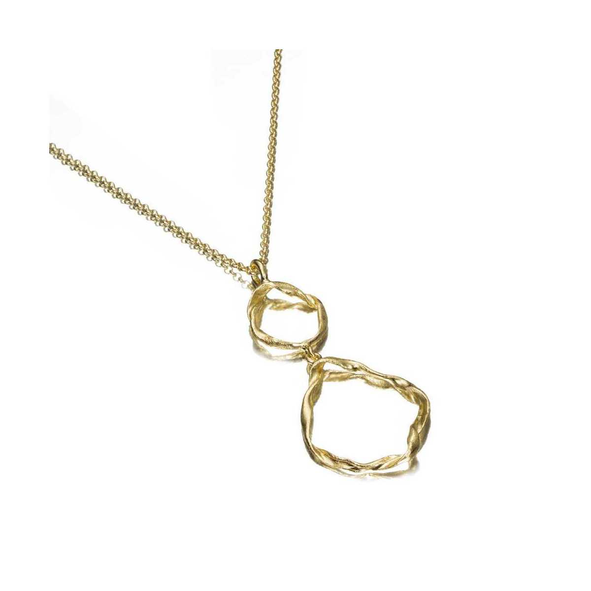Irregular pendant with two links in sterling silver with 18k gold vermeil