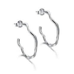 Pendientes de aro irregular en plata de ley
