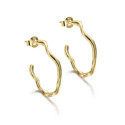 Pendientes de aro irregular plata de ley con baño de oro 18k
