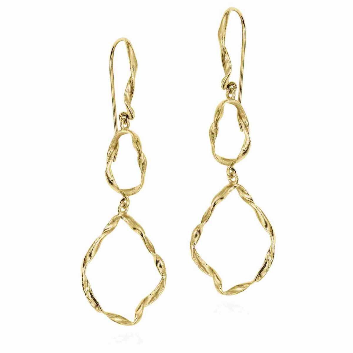 Pendientes gancho irregulares plata de ley con baño de oro 18k