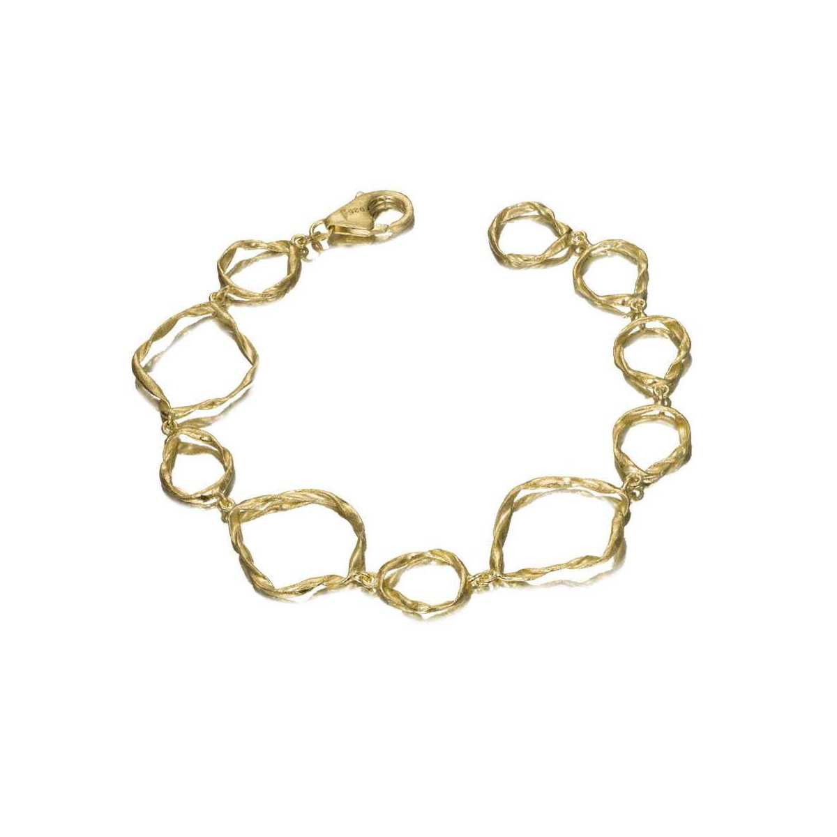 Pulsera eslabones irregulares plata de ley con baño de oro 18k