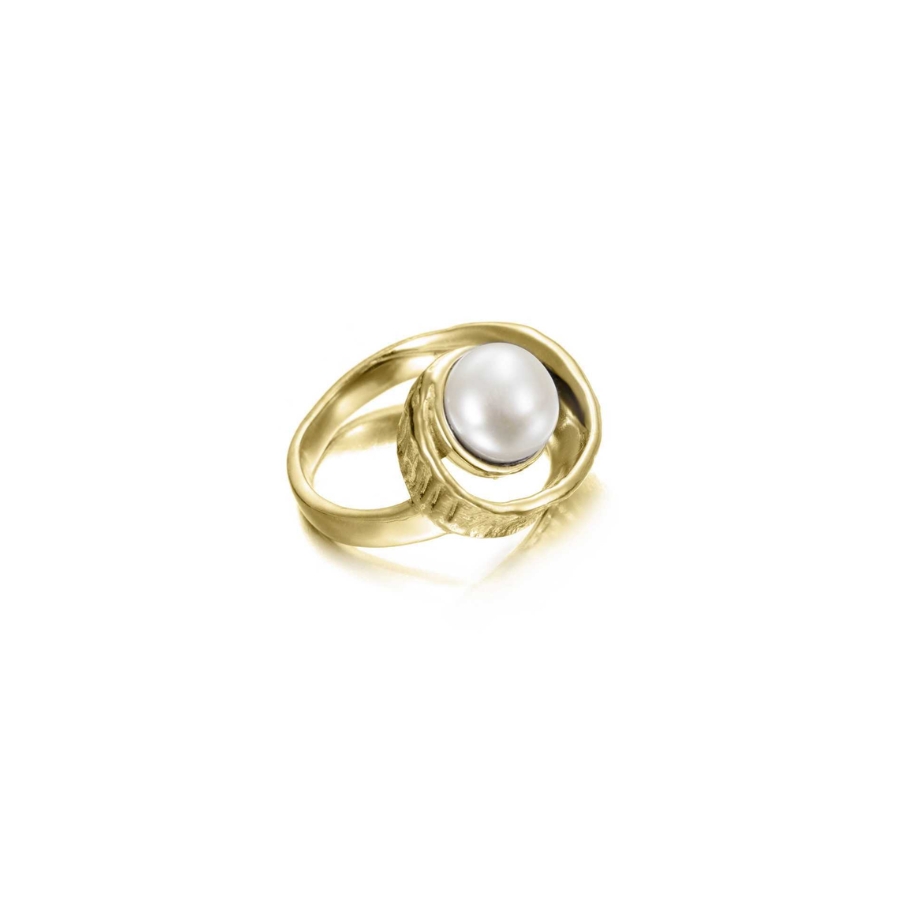 Anillo ALGAS en Plata. Oro Vermeil de 18k con perla